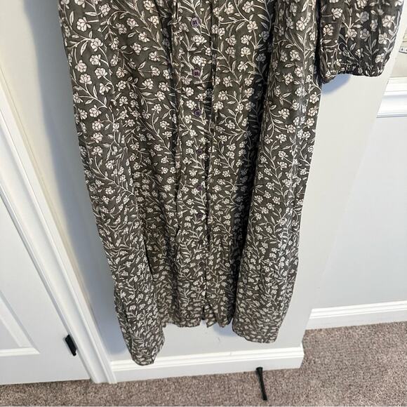 Emerson Fry India Collection Green Floral Cotton Long Sleeve Maxi Dress Medium - Picture 15 of 16